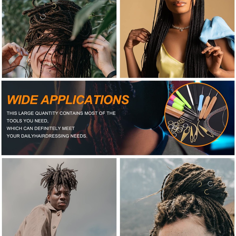 Rustark 49Pcs Dreadlocks Crochet Hook Tools Kit Hair Braid Dreadlocks Needle Int