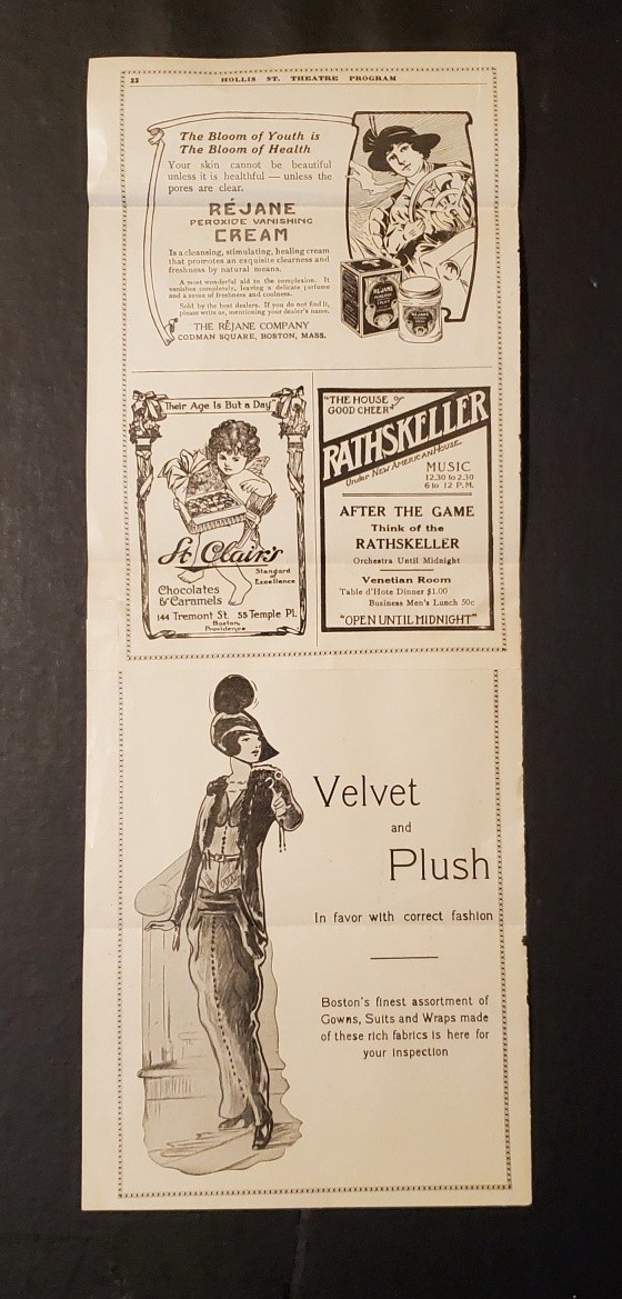 2247----1913 Hollis St Theatre Boston broadside/program - Maude Adams -Peter Pan
