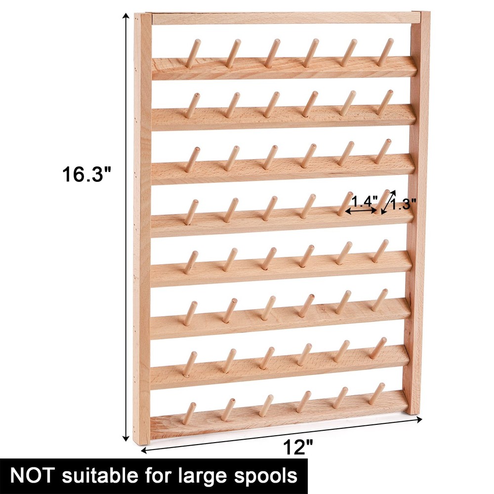 Large 2 Pack Wooden Thread Racks, 48 Spools Wall Mount Storage Organizer for ...