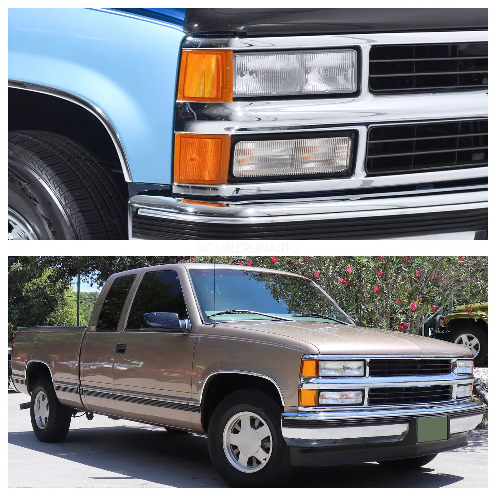 For 1994-1998 Chevy Silverado Headlights OBS C/K 1500 2500 3500 w/ Bumper Lamps