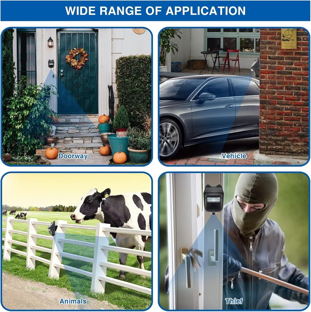 Solar Wireless Driveway Alarm System - 600ft Motion Detection Security Solution