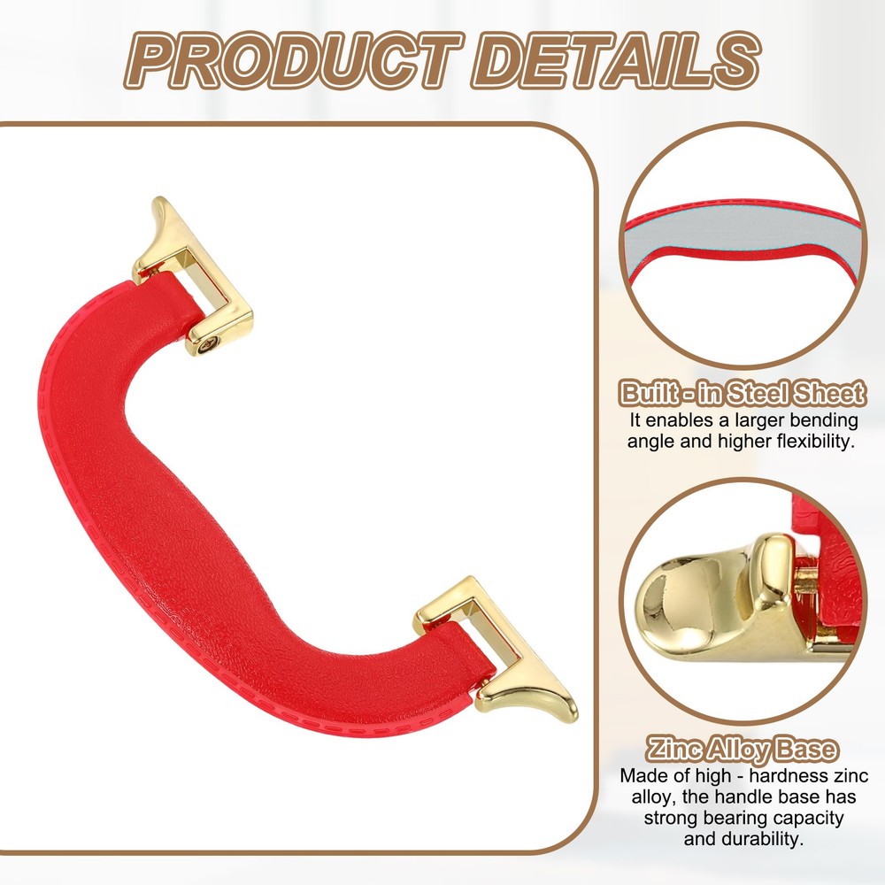 2Pcs Luggage Handle Plastic Pull Handle Grip Replacement with Screws Red