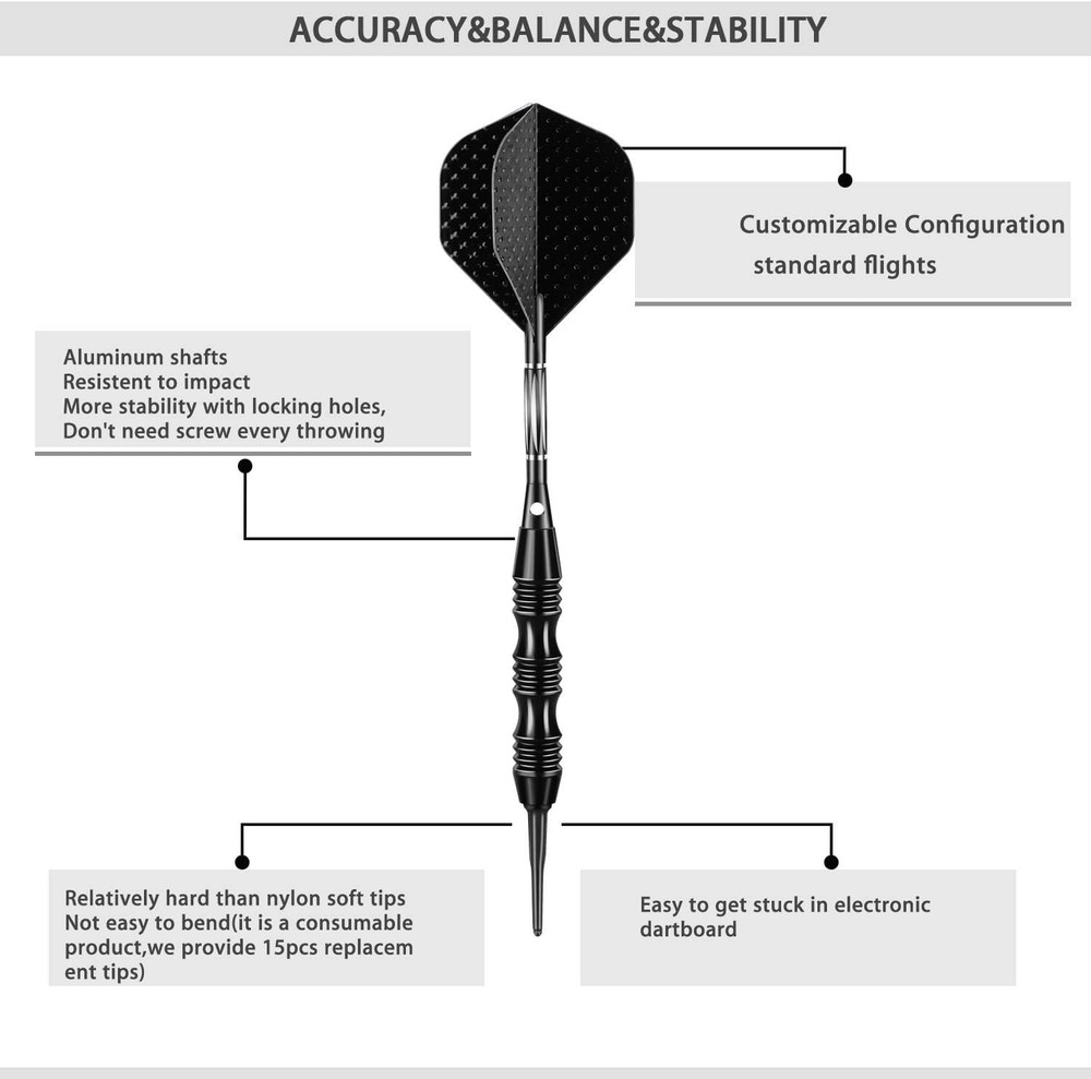 Professional 20g Soft Tip Darts - Complete Set with Durable Case & Accessories