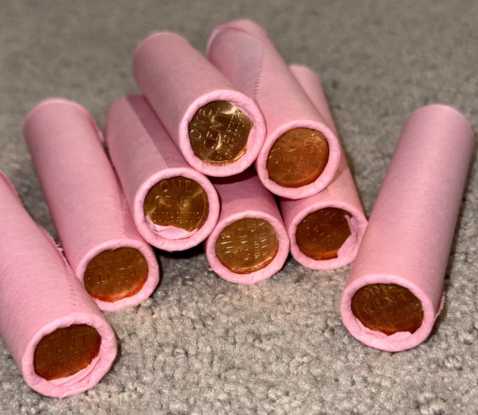 Pink wheat penny BU on end of unsearched circulated cents mixed dates mint marks