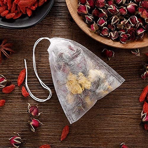 400pcs Biodegradable Drawstring Tea Bags for Loose Leaf, Corn Fiber Filter