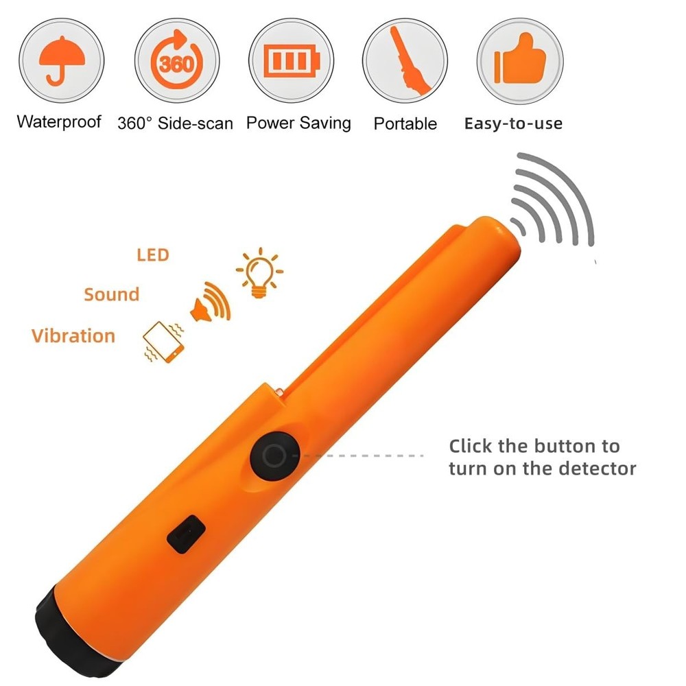Metal Detector Pinpointer - Waterproof Handheld Pin Pointer Wand - Search Tre...