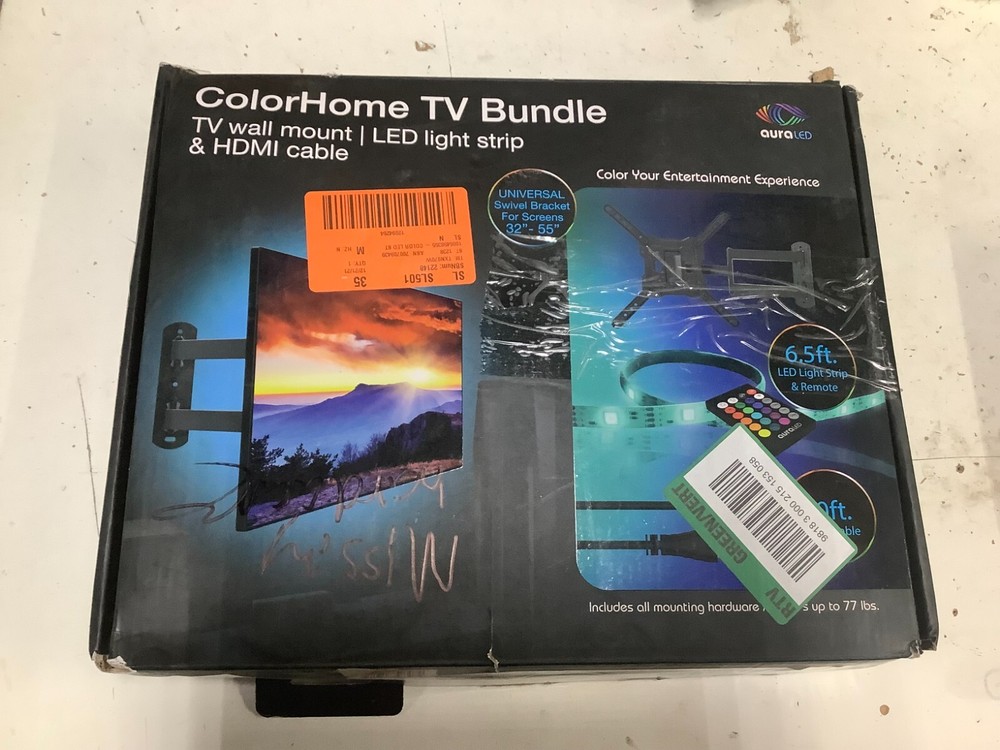 AURA LED COLOR HOME TV BUNDLE WALL MOUNT / LED STRIP ( MISSING HARDWARE)