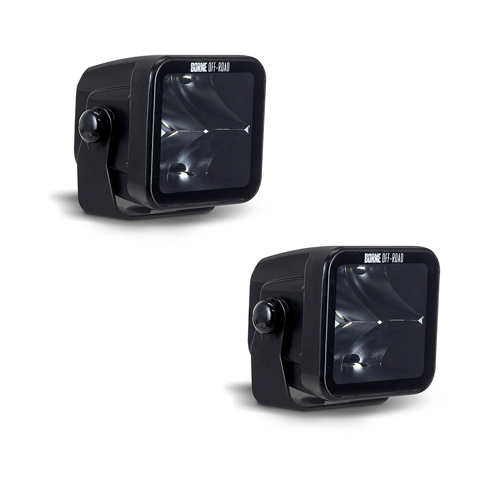 Borne Off-Road Light Pod Pair   3x3  Spot