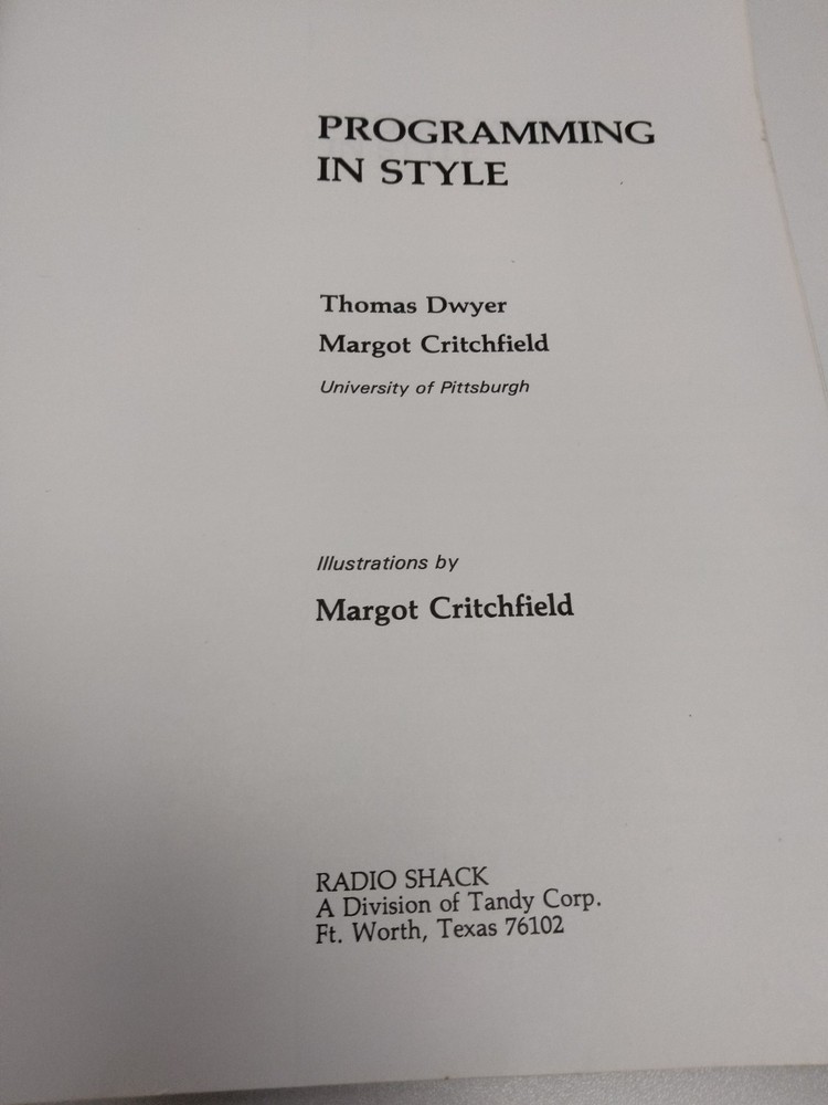 TRS-80 Programming in Style Radio Shack Book 1983 Vintage BASIC Computer Manual