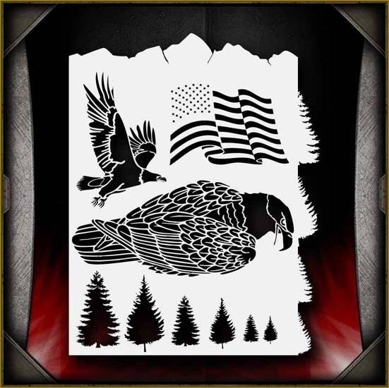 Stars & Stripes 2 Airbrush Stencil Template Airsick