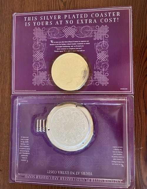 2 Silver-Plated  Coasters  Vintage Reader's Digest 1993 Sealed