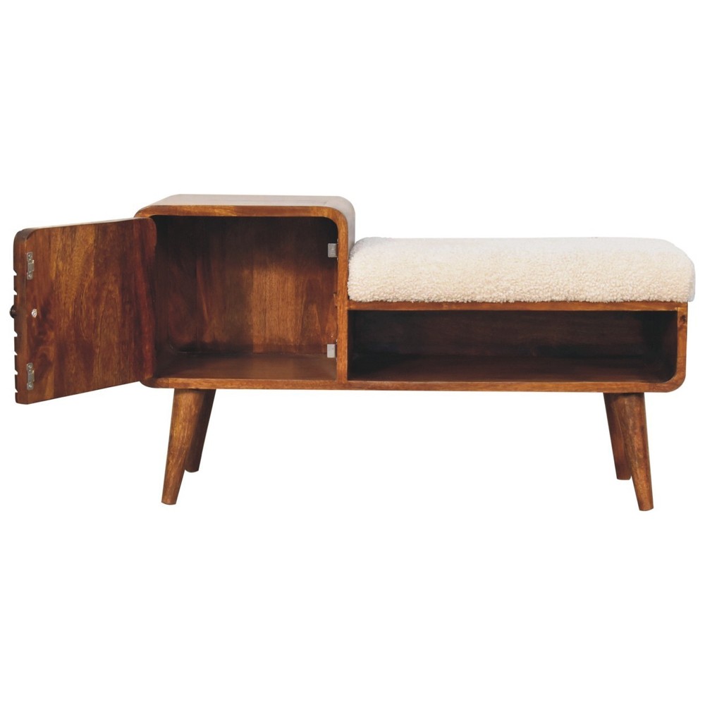 Carved Solid Wood Hallway Bench