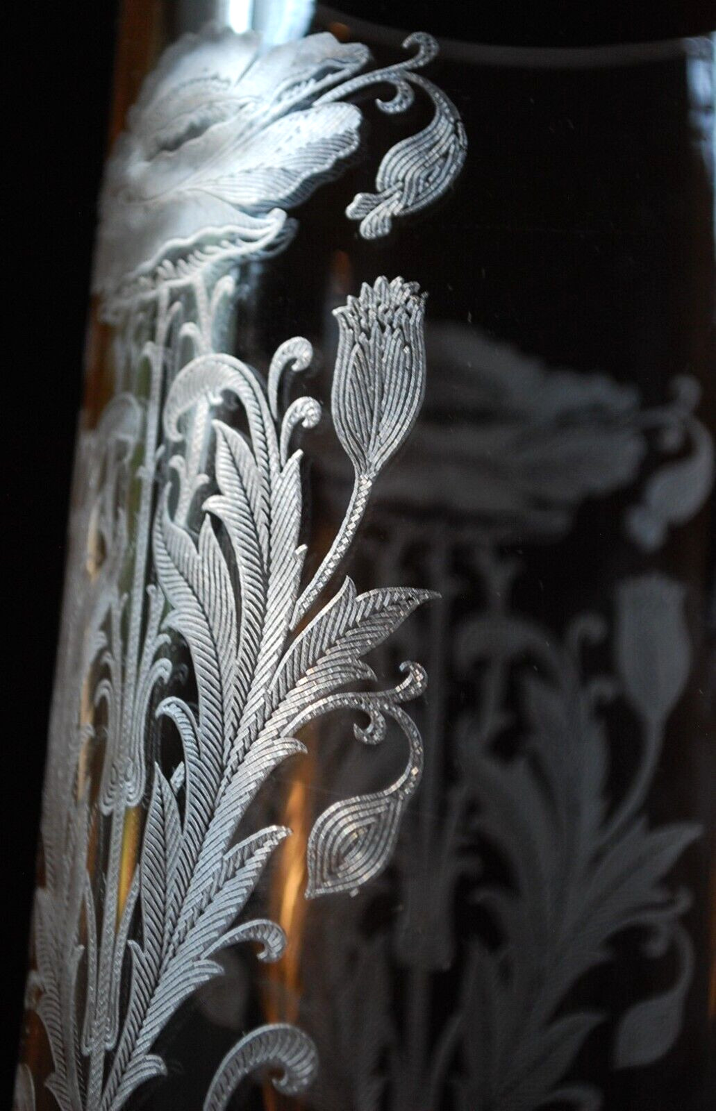 Set 2 TIFFIN FRANCISCAN Crystal Hurricane Lampshades FLANDERS CLEAR ETCH POPPIES