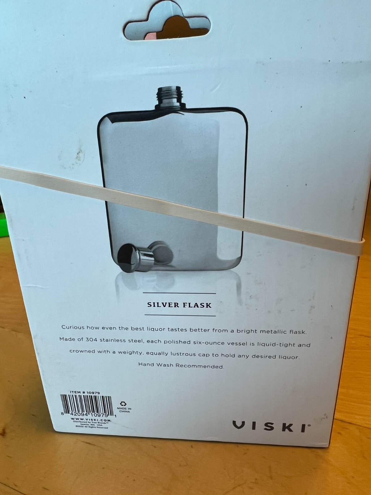 Viski Stainless Steel 6 oz. Silver Flask 10979 engraved