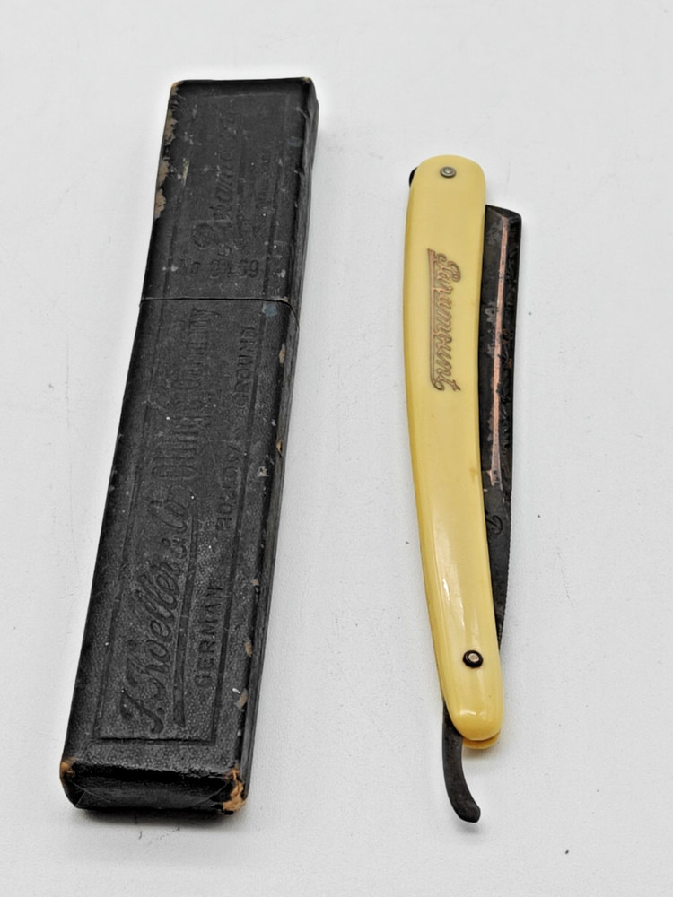Vintage Paramount  Yellow Straight Razor with Case