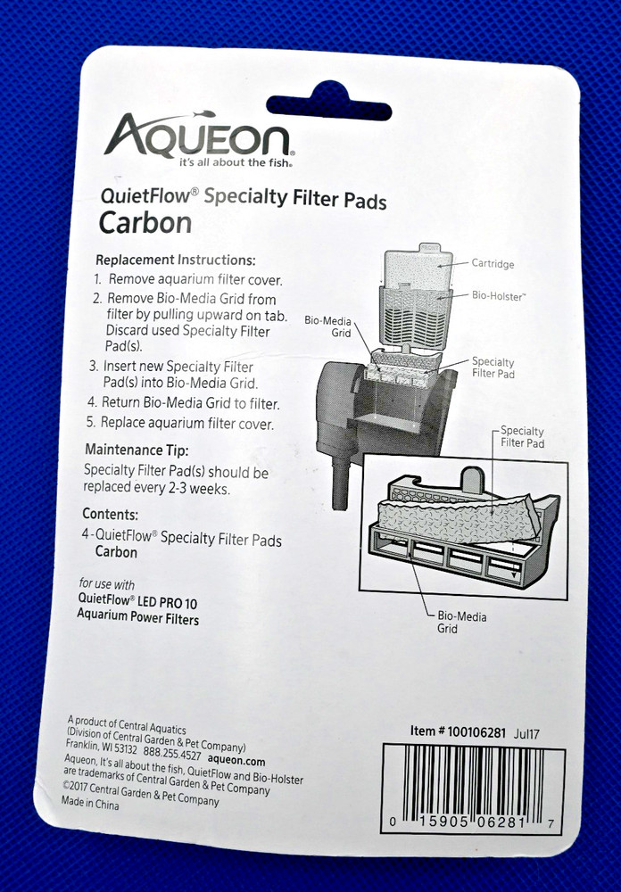 Aqueon QuietFlow Specialty Carbon Filter Pads, 4-count pack