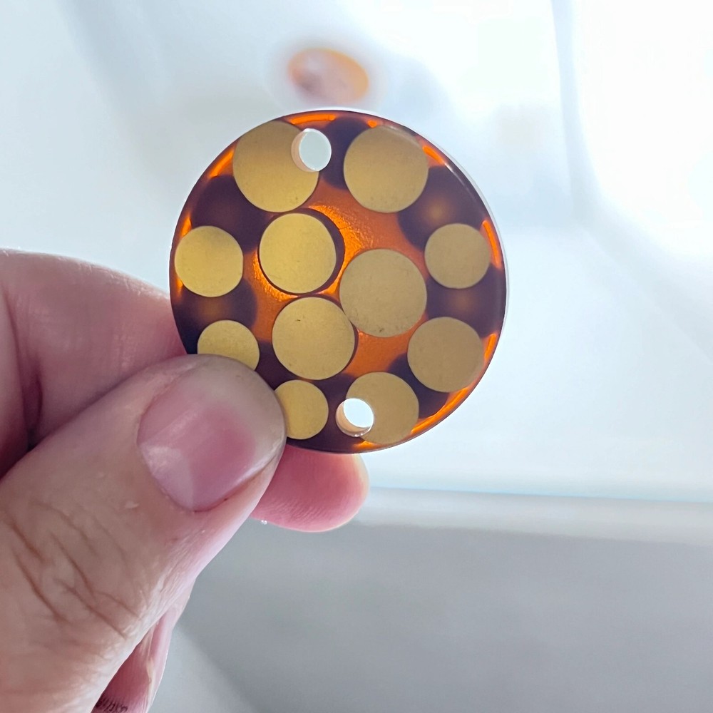 One Vintage Random Dot Bakelite Discs, Injected Bakelite Dot Disc