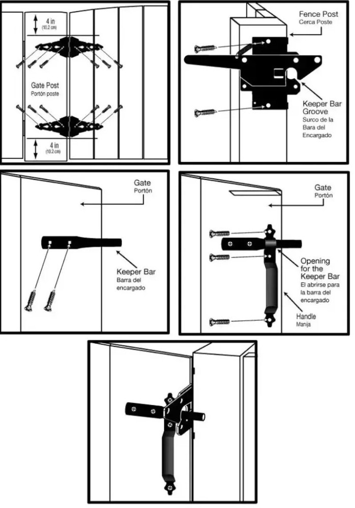 Everbilt Black Post Latch Gate Kit Decorative Hinges w/ Mounting Hardware 18101