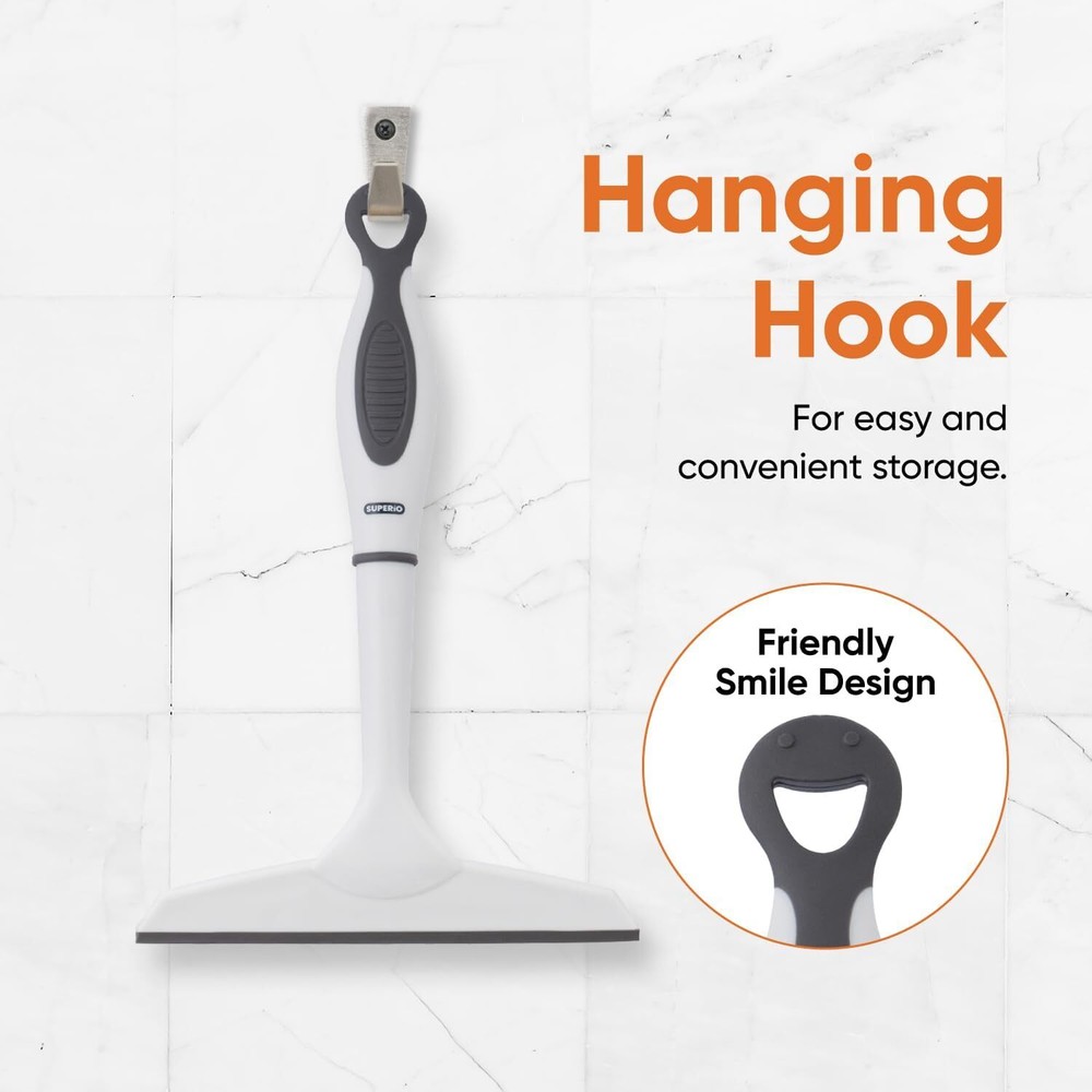 Superio 6" Window Rubber Squeegee with Hanging Loop, Grey