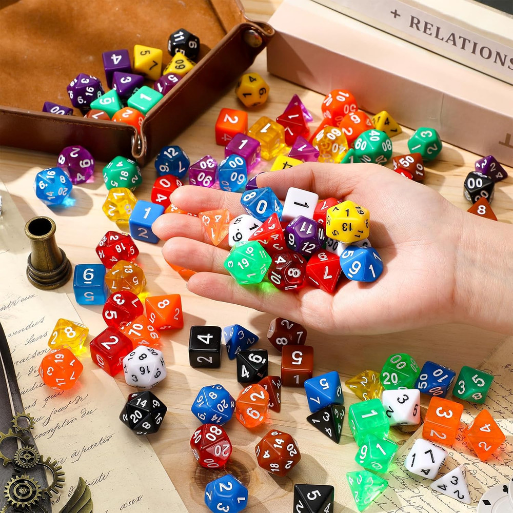 105 Pcs Dice Sets Bulk with Drawstring Bag Polyhedral Dice Sets Multi Role Playi