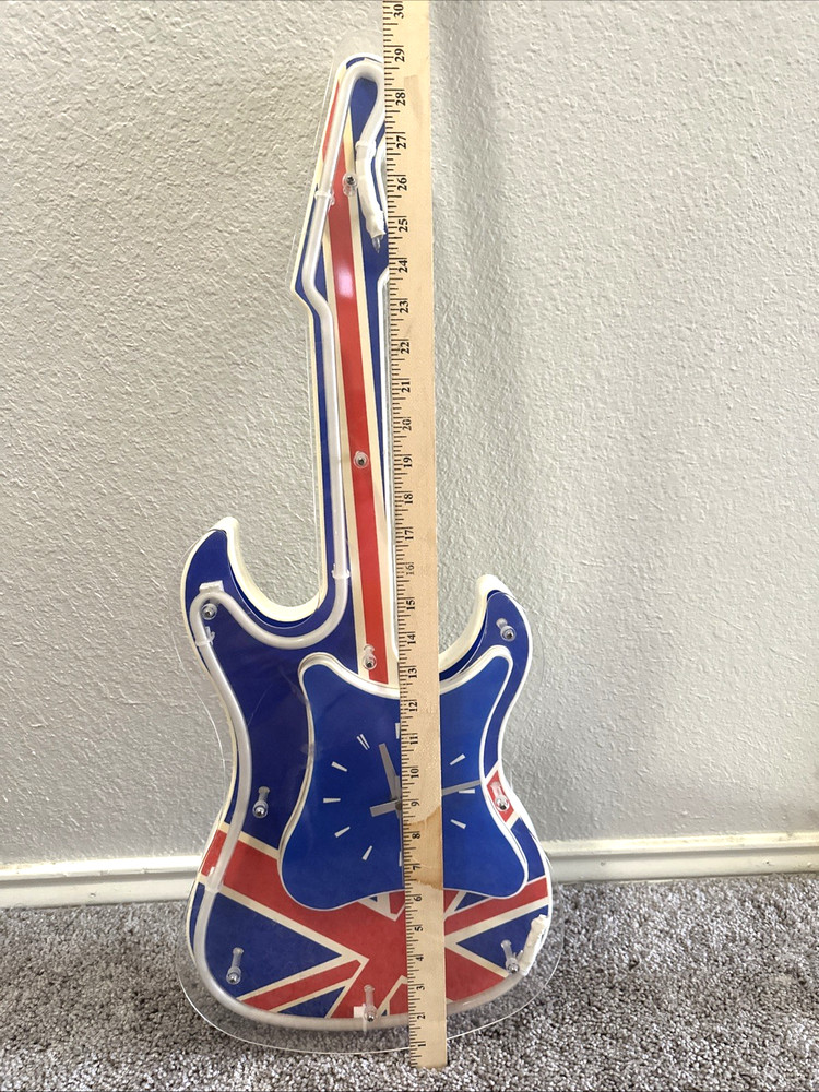 Union Jack Guitar Clock Wall Decor