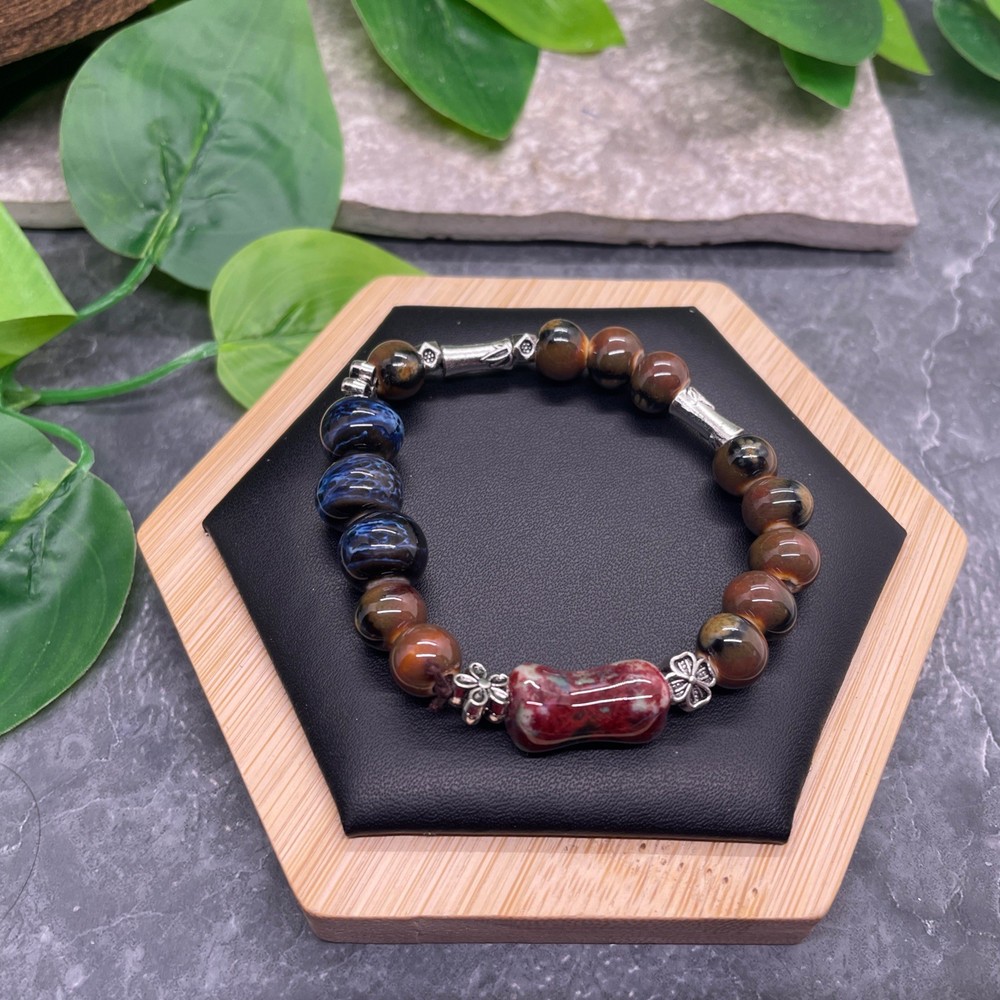 Handmade Ceramic Bead Beaded Stackable 6” Plus Stretch Bracelet New B620