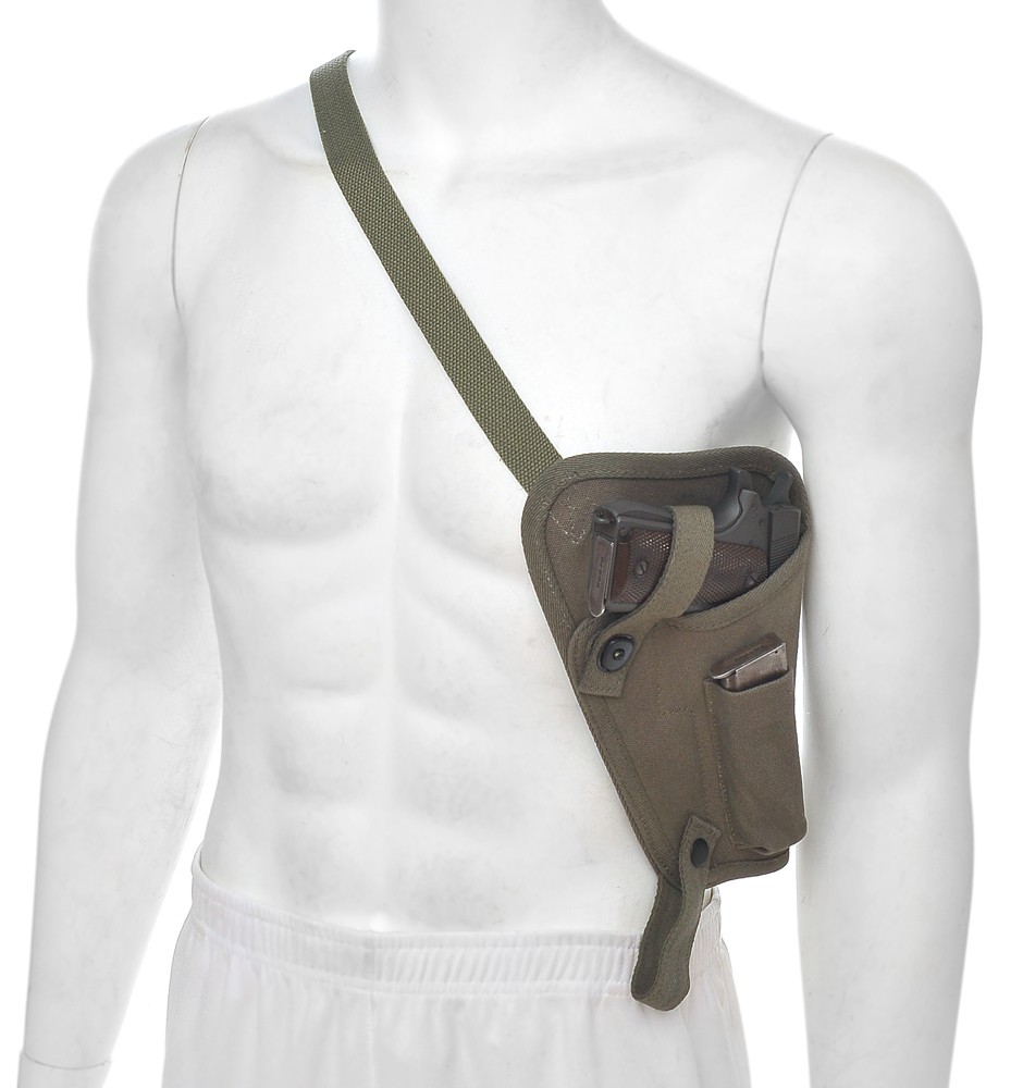 US WW2 M3 OD Canvas Colt 1911 .45 Tanker Shoulder Holster with Magazine Pouch