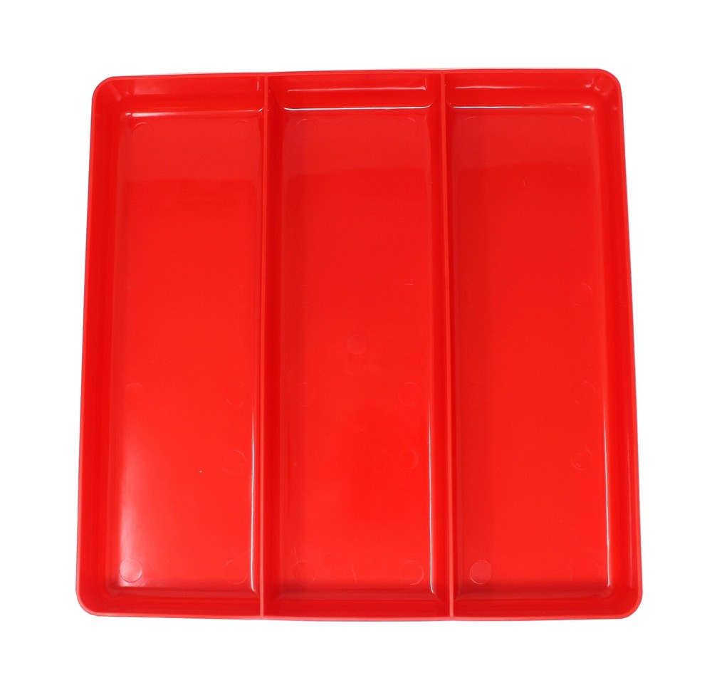 JSP Manufacturing Red Stackable Lightweight 3 Compartment Organizer Tray