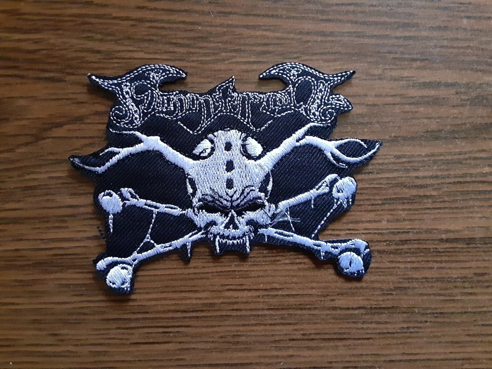 FINNTROLL + LOGO ,IRON ON WHITE EMBROIDERED PATCH