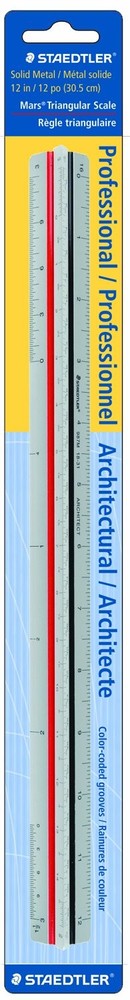 Staedtler 987M1831BK Architect Triangular Scale 12" Aluminum Silver
