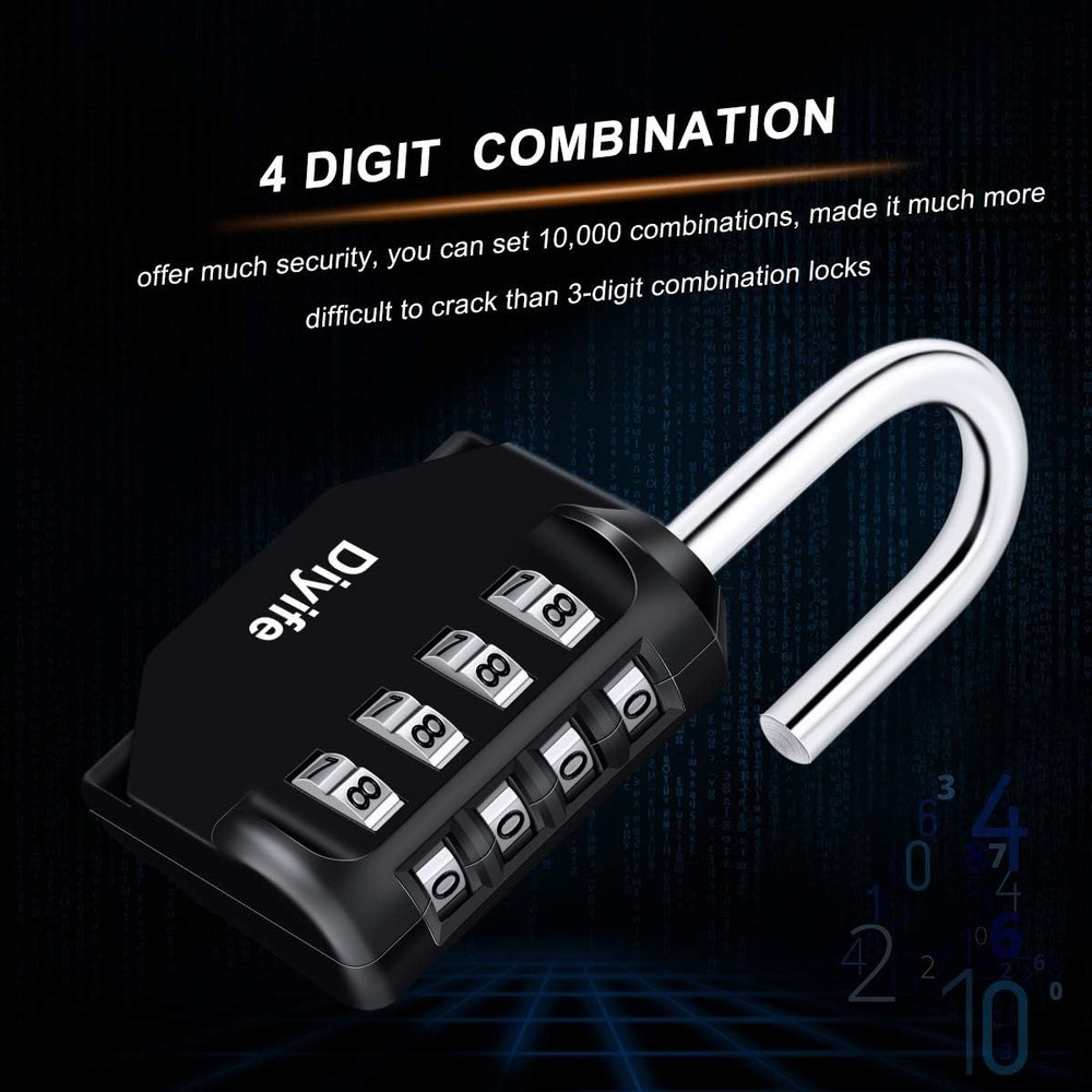 3 Pack Combination Padlock Outdoor, Diyife 4 Digit Combination Lock Waterproof,