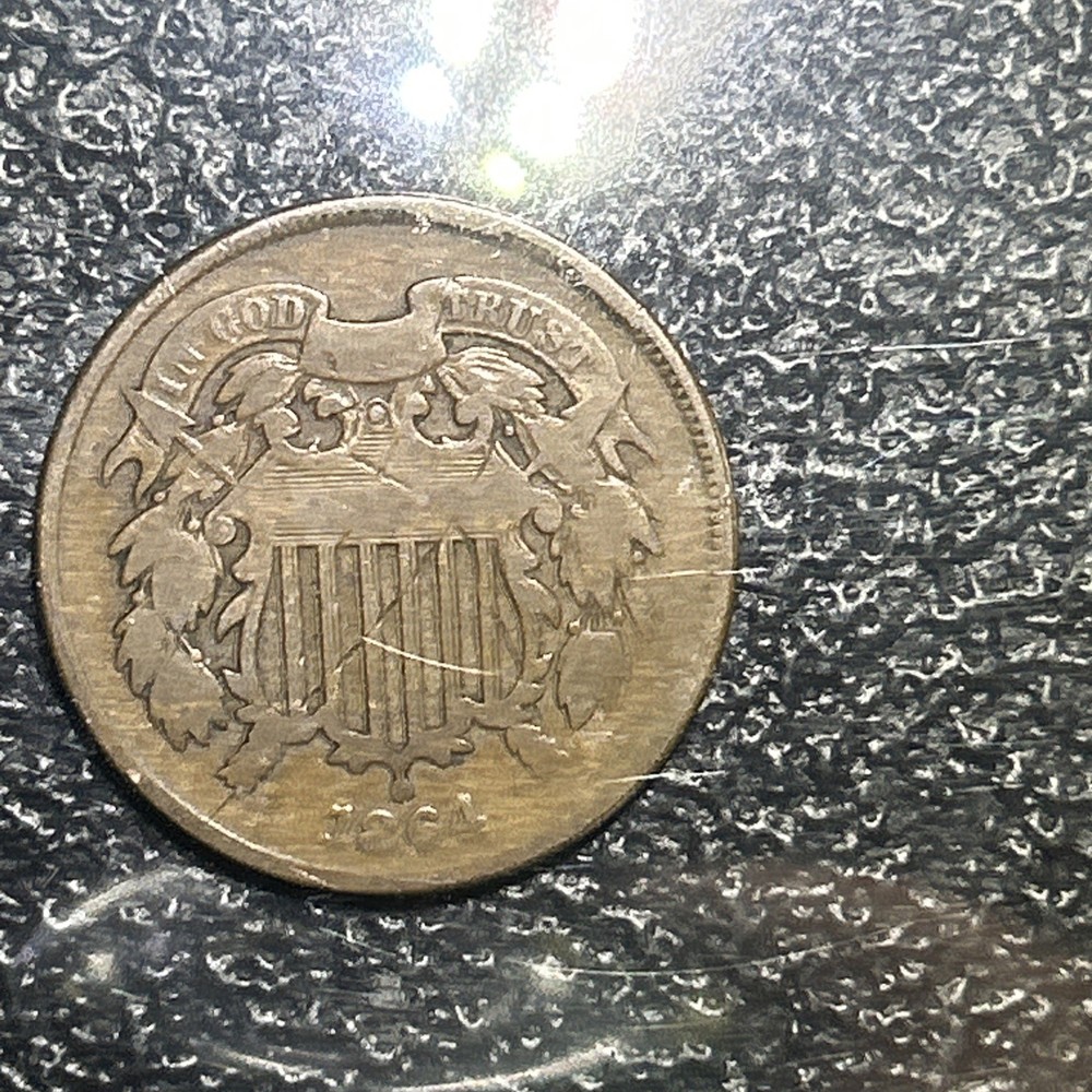 1864 Two Cent Piece Small Motto