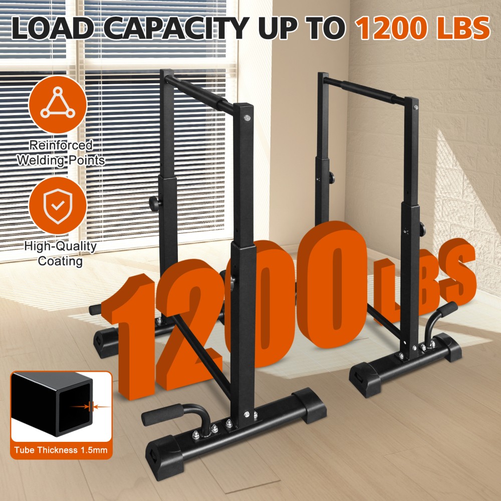 Dip Bar Station Set 6 Level Adjustable Pull Up Bars 1200lbs Parallettes Bars