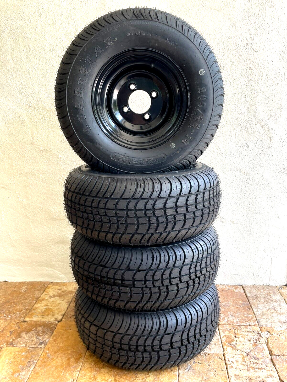 Set of 4 - Loadstar 205 65 10 Golf Cart Tires & Wheels OEM Yamaha EZGO Club Car