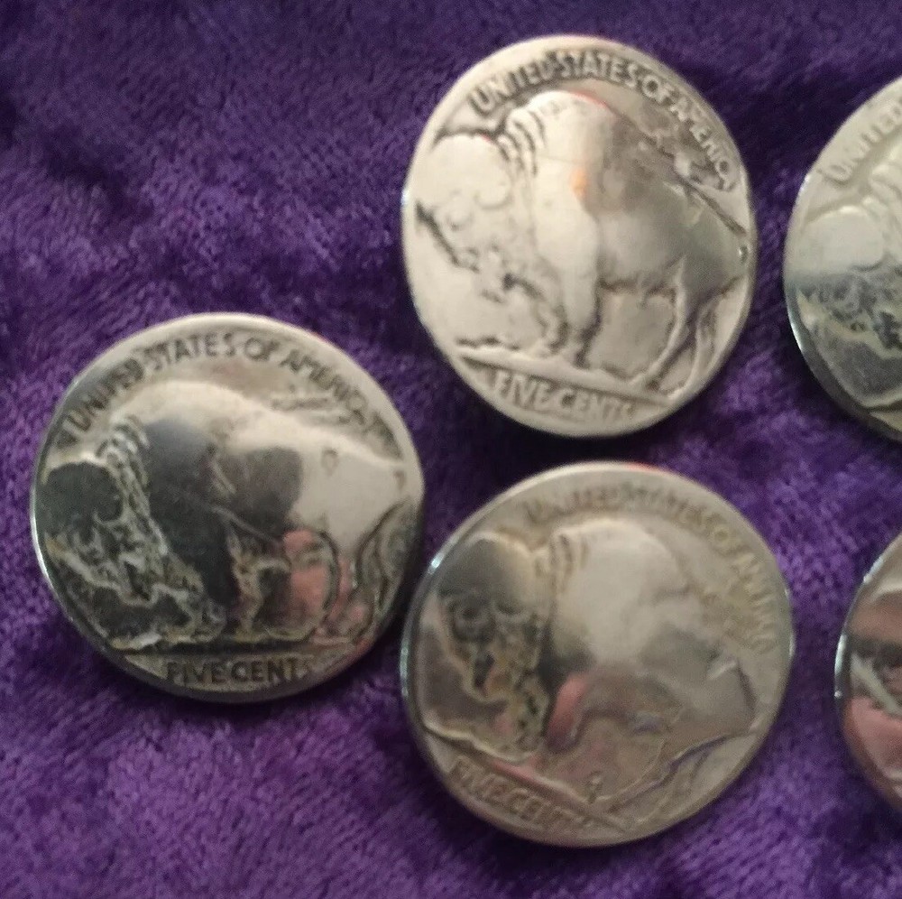 Six Great Looking Authentic Buffalo Nickel Buttons