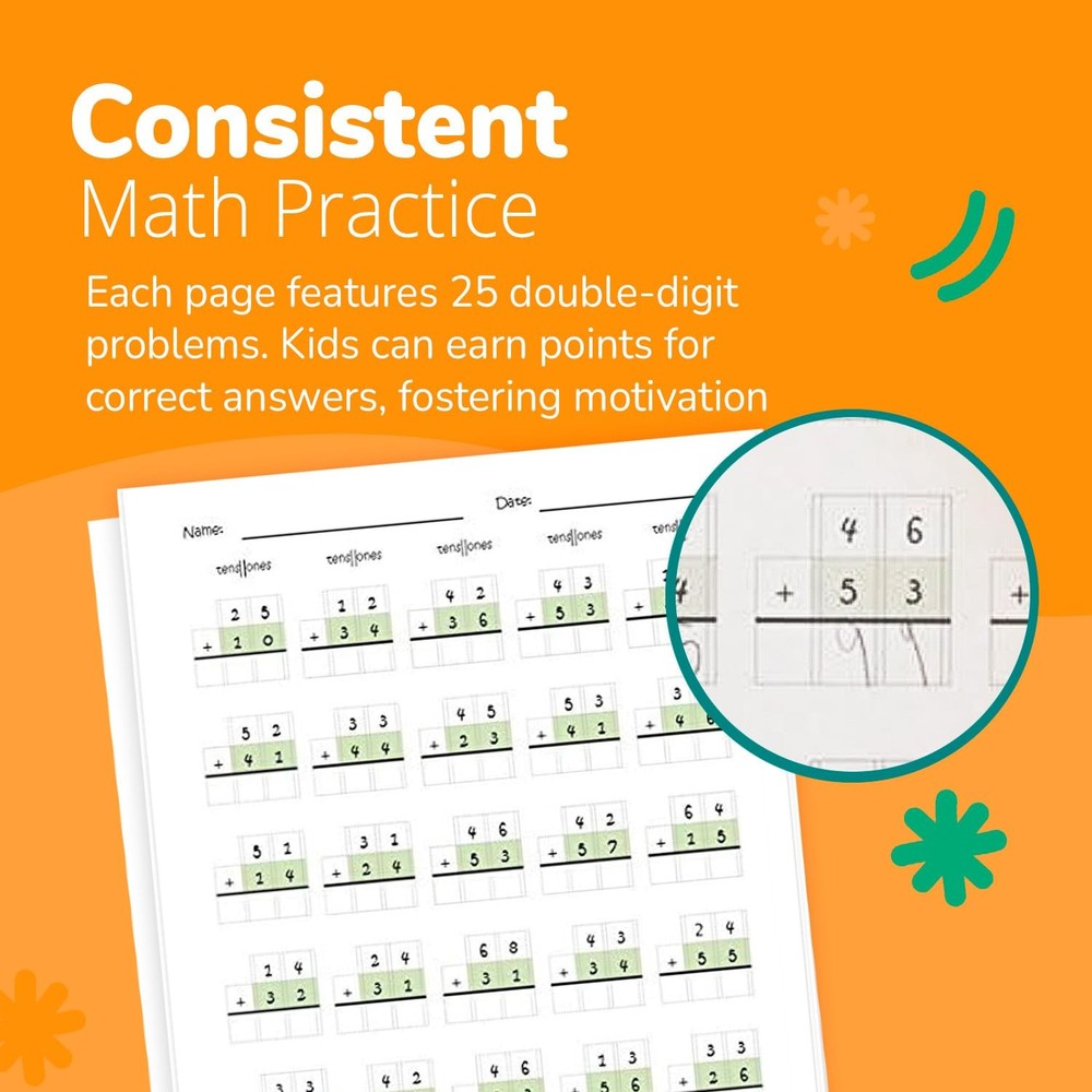 One Page A Day Double Digit Math Problem Workbook for 1st Graders, 2nd Grader...