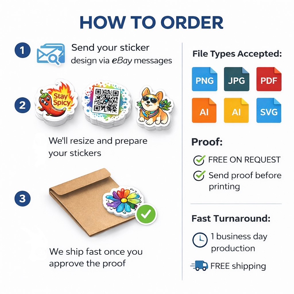 Custom Logo Stickers Vinyl Die Cut Decals Waterproof UV Resistant 2"-20"