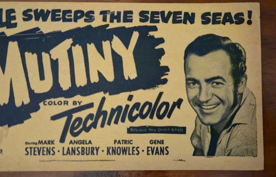 Extremely Rare 1952 MUTINY Movie Herald Angela Lansbury Mark Stevens Technicolor