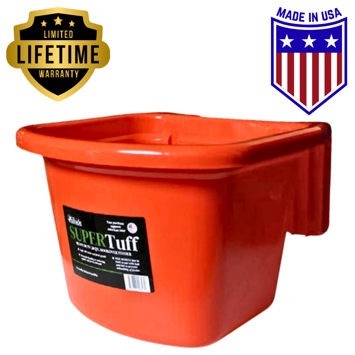Supertuff Hook Over Fence Feeder 20 Quart Horse Grain Livestock Feeder Red