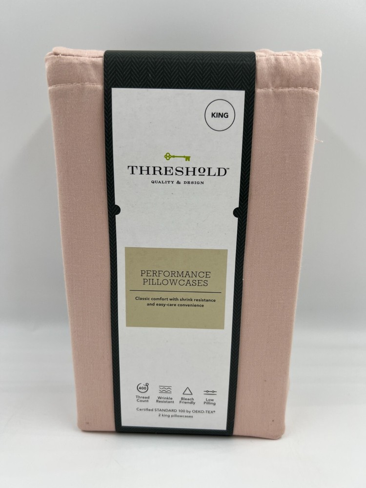 Threshold 400 Thread Count Solid Performance King Pillowcase Set - Blush