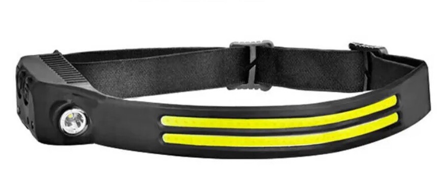 LED Headlamp USB Rechargeable Headlight Bar Head Band Torch -White & Yellow