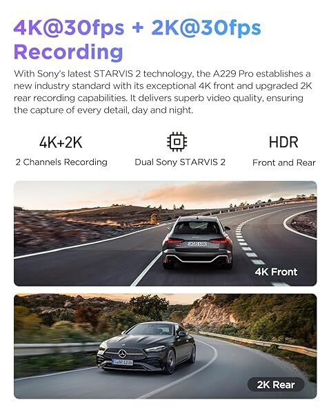 VIOFO A229 PRO 2CH 4K+2K HDR Dash Cam