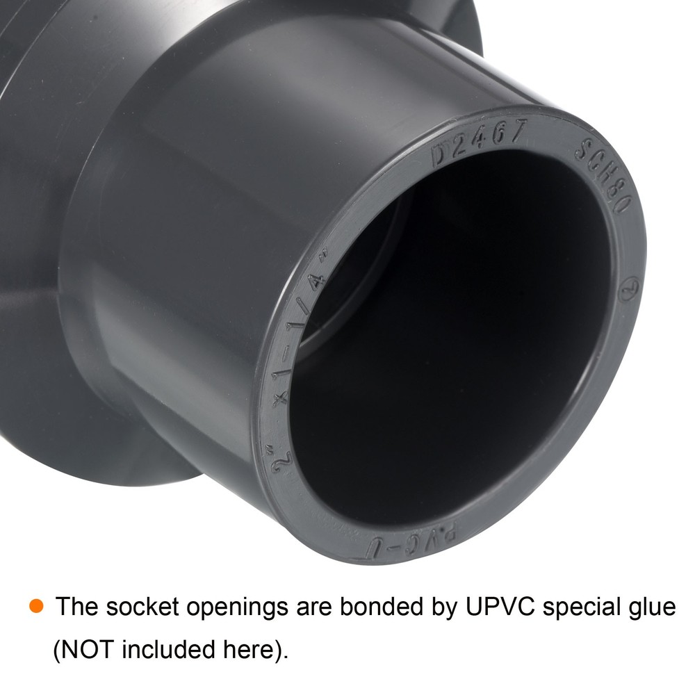 UPVC Reducer Pipe Fitting 2"x 1-1/4" Program Socket 80 Straight Coupling
