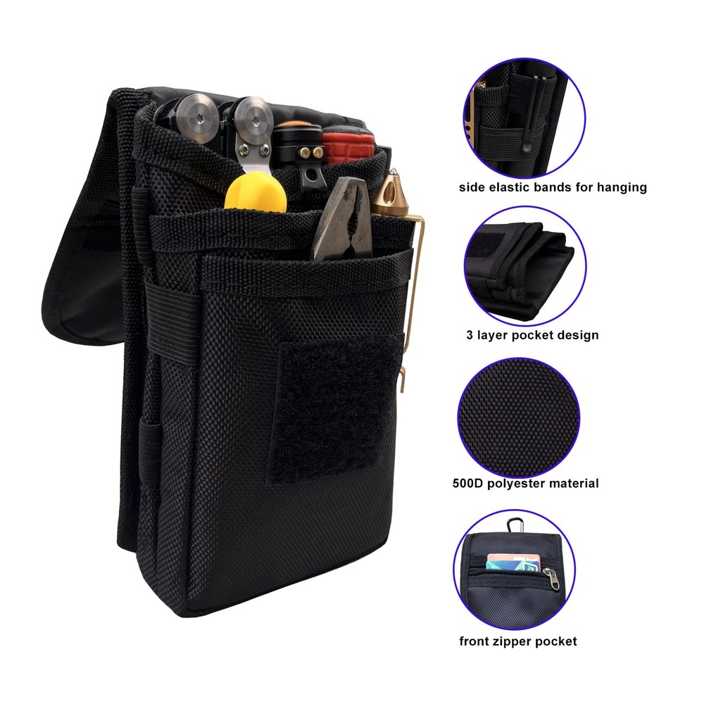 Belt Tool Pouch Holster, Multitool Organizer for EDC Gears black