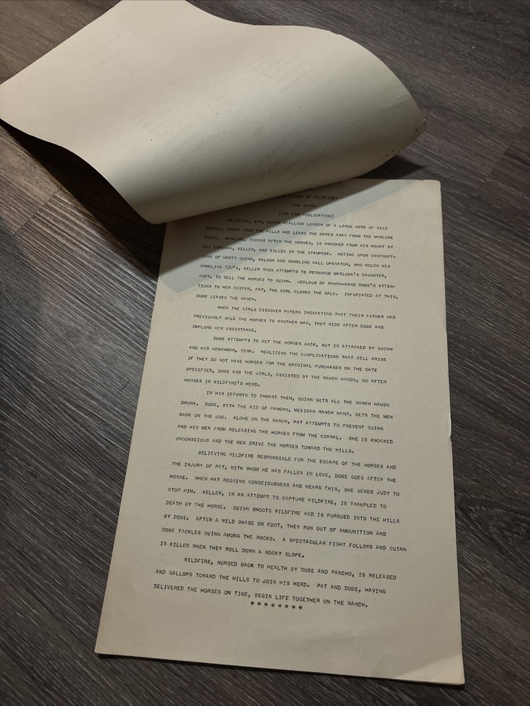 1948 The Return Of Wildfire Script Complete : Carl Hittlemann, Ray Taylor (G)