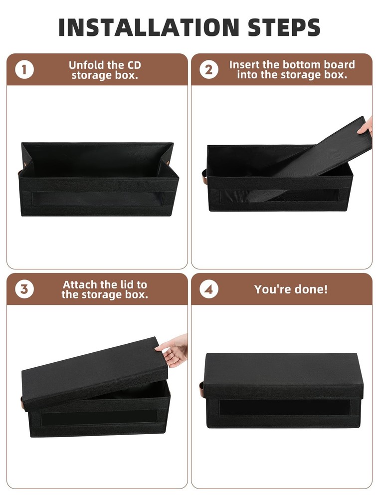 4 Packs CD Storage Box with Visible Window, Stackable CD Case Holder with Dus...