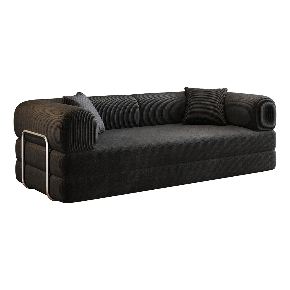 Compression Sofa, Convertible Floor Sofa Bed, Futon Couch Sleeper Bed, Black