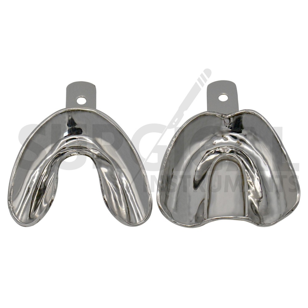 8 Pcs Metal Impression Trays Set Kit Solid 4 Upper & 4 Lower Dental (Edentulous)
