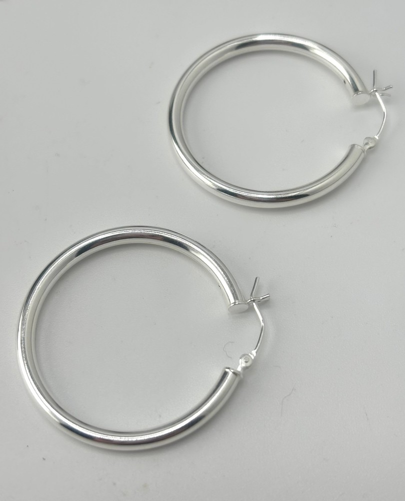35mm Sterling Silver Hoop Earrings