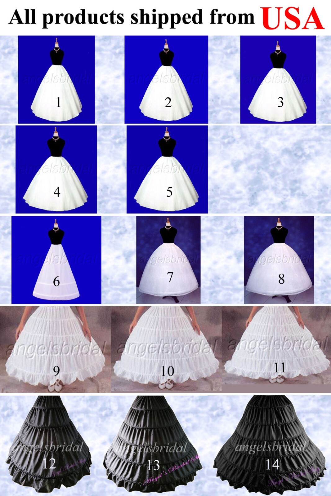 Top Quality Bridal Petticoat Hoop Skirt Crinoline Slip Wedding Halloween Costume